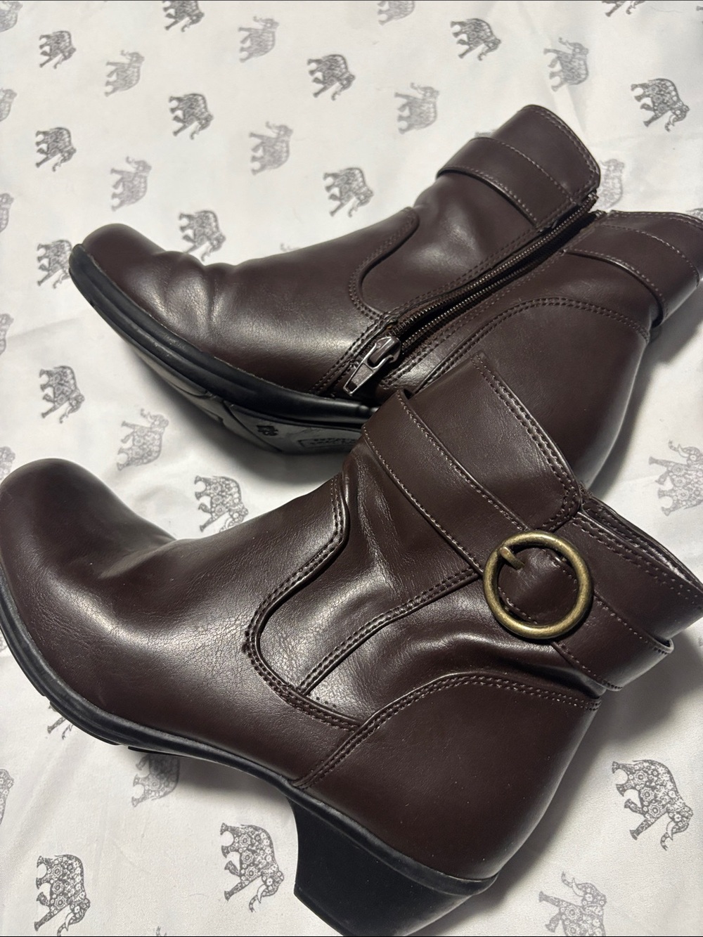 comfort plus by Predictions Women's Brown Ankle Boots with Buckle